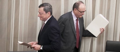 Mario Draghi y Luis Linde