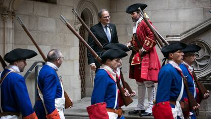 Quim Torra, amb els Miquelets, la passada Diada.