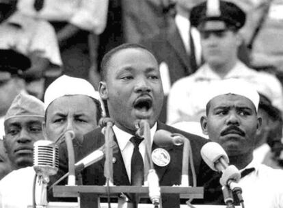 El reverendo Martin Luther King, en un momento de su discurso en Washington (EE UU) el 28 de junio de 1963.