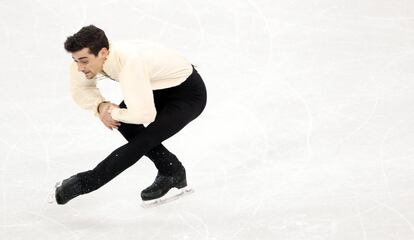 El deportista madrileño Javier Fernández durante la prueba.