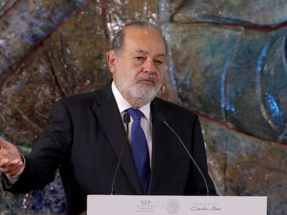 El empresario Carlos Slim en un acto en México.