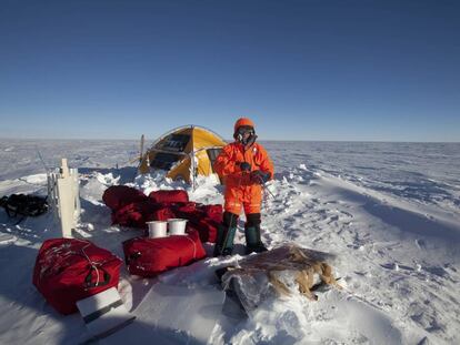 Llegada del Trineo de Viento a la Antártida en 2011, no lejos de donde se encuentra ahora.