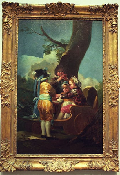 Imagen del óleo de Goya <i>Niños en el carretón</i> (1778), robado la semana pasada durante su traslado.
