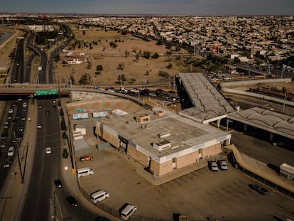Vista aérea del Instituto Nacional de Migración de Ciudad Juárez, el 31 de marzo de 2023.