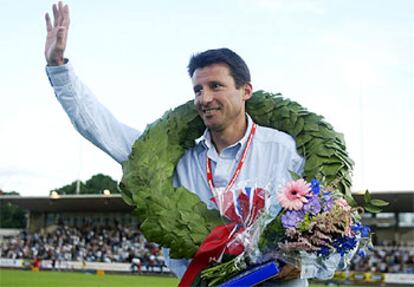 El ex atleta británico Sebastian Coe, homenajeado el pasado viernes en la última reunión atlética en el viejo Bislett.