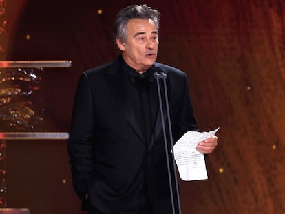 Eduard Fernández tras ganar el Goya a mejor actor por 'Marco'.