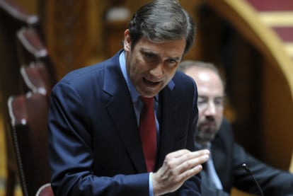 El primer ministro portugués, Pedro Passos Coelho, en el Parlamento el 29 de julio.