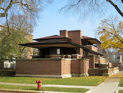 Casa Robie en Chicago. 1910. Ejemplo máximo de las Prairie Homes de Wright. Patrimonio de la Humanidad de la Unesco.