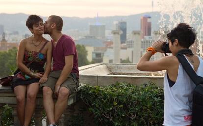 Sesión fotográfica en el parque Güell de Barcelona.