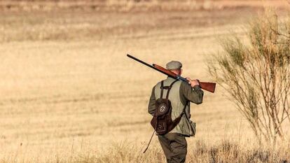 Un cazador en un coto de Castilla-La Mancha.