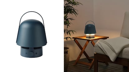 ikea, lampara con altavoz, altavoz bluetooth, lampara exterior, lampara portatil terraza