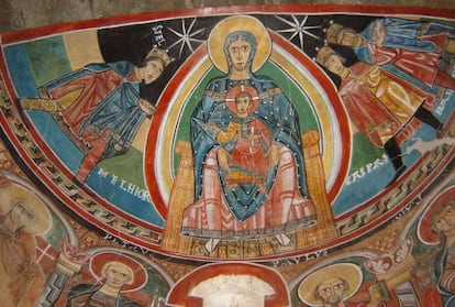 Detalle de las pinturas de Santa Maria de Ta&uuml;ll que se reproducir&aacute;n tras el acuerdo.