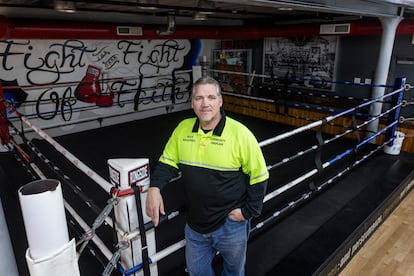 Kevin Bernard, a former boxer and volunteer who walks the streets of Kensington helping people with addictions, poses at The Rock, a faith-based organization in Philadelphia.