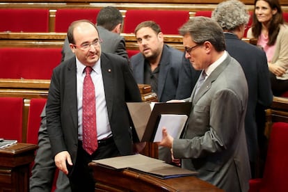 Miquel Iceta se cruza con Artur Mas.