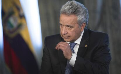 El presidente de la República del Ecuador, Lenín Moreno, durante la entrevista.