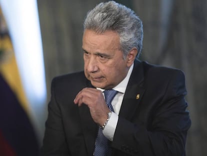 O presidente da República do Equador, Lenín Moreno, durante a entrevista.