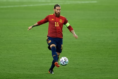 Sergio Ramos, en el partido de España contra Kosovo el 31 de marzo.