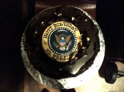 Tarta de cumpleaños que el Partido Demócrata entregó a Barack Obama.