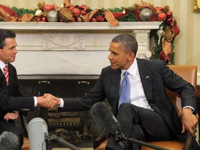 Obama y Pe&ntilde;a Nieto en la Casa Blanca el pasado noviembre.