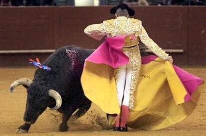 Javier Cortés, durante su faena en Vistalegre.