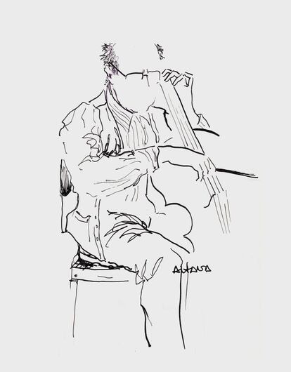 'Mstislav Rostropovich', dibujo publicado el 6 de julio de 1989, realizado por Aitana Martín Fernández, que ilustró durante un tiempo la sección de música de 'Abc'.