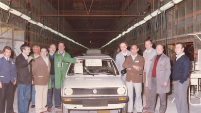 Imagen del primer Volkswagen Polo fabricado en la planta de Navarra en 1984.