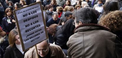 Concentración de trabajadores de la Politécnica.