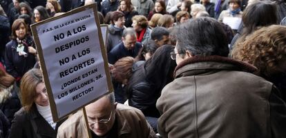 Concentraci&oacute;n de trabajadores de la Polit&eacute;cnica.