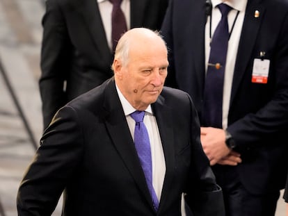 El rey Harald de Noruega durante la entrega del premio Nobel de la Paz, en la ceremonia celebrada en Oslo el 10 de diciembre de 2022.