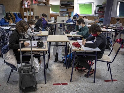 Estudiantes de primaria de un colegio público de Valencia.