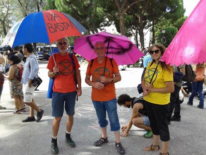 Protesters in Madrid on October 9.