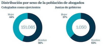 Distribución por sexo de la población de abogados