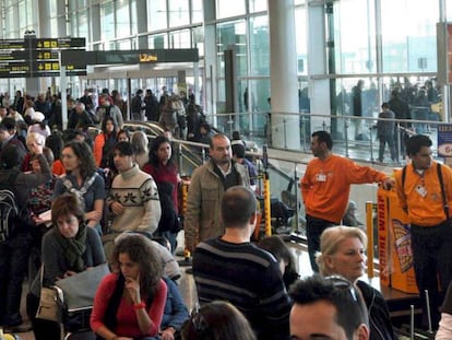 El aeropuerto de El Prat, durante la huelga de controladores aéreos de diciembre de 2010.