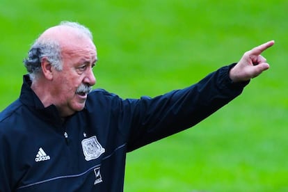 Del Bosque, en un entrenamiento