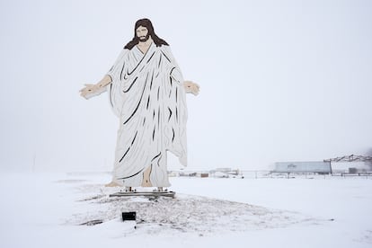 Una escultura de Jesús en Salix (Estado de Iowa), vista el 12 de enero.