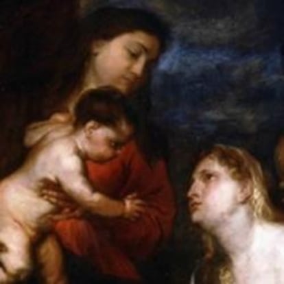 La Virgen con el Niño y los pecadores arrepentidos del pintor  Antón van Dyck