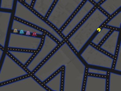 El Pac-Man en el centro de Madrid.