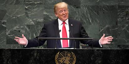 El presidente de Estados Unidos Donald Trump, durante su discurso en la 73ª Asambla General de la ONU.