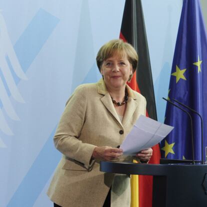 La canciller alemana, Angela Merkel, ayer en Berlín.