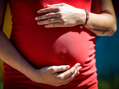 Una embarazada, el 27 de febrero de 2023 en Buenos Aires (Argentina).