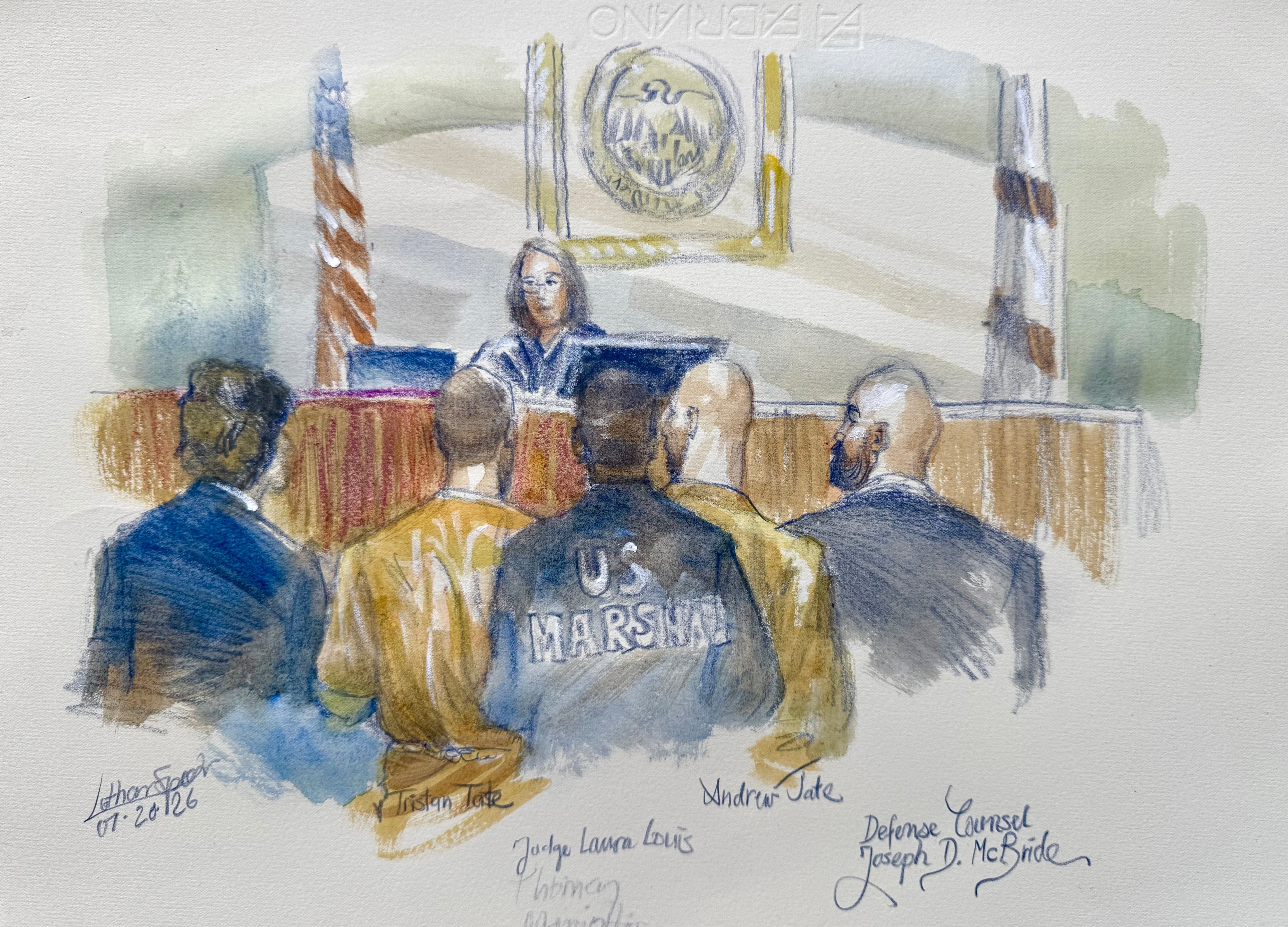 Audiencia de Andrew y Tristan en Miami, el 20 de julio.