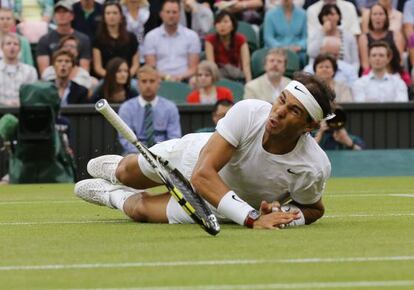 Rafael Nadal, durante el partido con el kazajo Mikhail Kukushkin