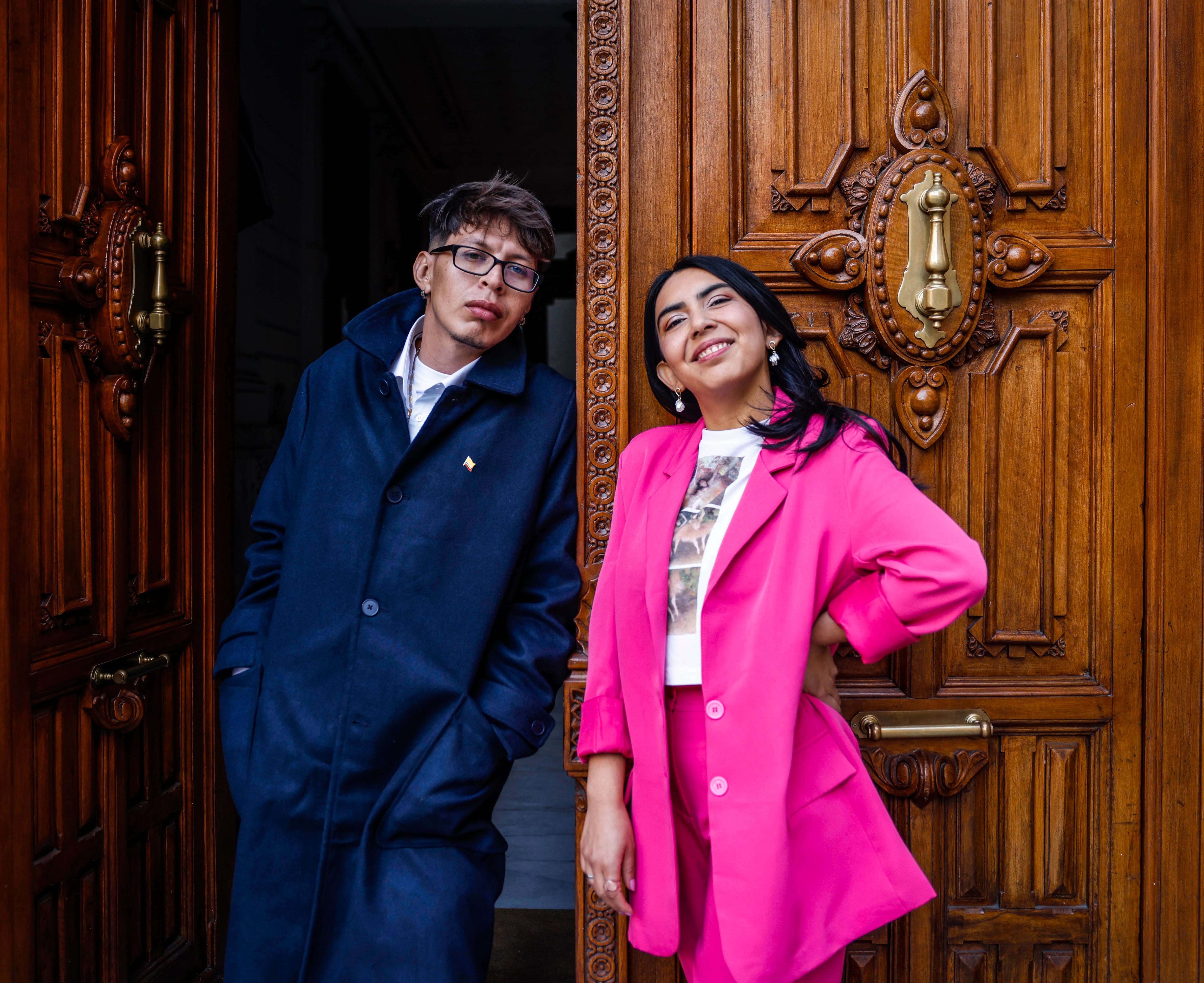 Yeisson Vargas y Valeria Guzmán, ganadores del concurso de relato migrante, el pasado 19 de febrero en Madrid. 