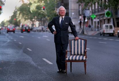 El historiador Hugh Thomas, en una calle de Madrid.