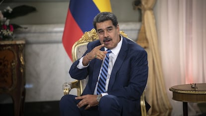 El presidente Nicolás Maduro en una conferencia en el Palacio de Miraflores el 16 de agosto de 2023.