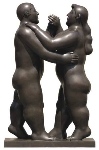 Reproducción cedida por Christie's de la monumental escultura de bronce "Bailarines" del colombiano Fernando Botero, vendida por 1,1 millones de dólares en una puja de arte latinoamericano celebrada por la casa Christie's en Nueva York. EFE/Christie's Images Ltd. 2013