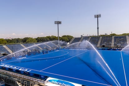 Vista general del estadio de hockey Oi antes de una sesión de entrenamiento.