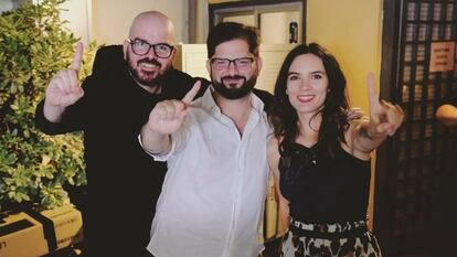 Giorgio Jackson, Gabriel Boric y Camila Vallejo.