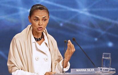 Marina Silva durante o primeiro debate.