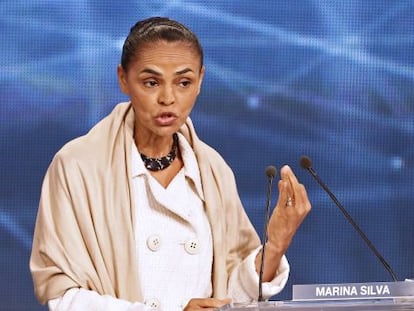 Marina Silva durante o primeiro debate.